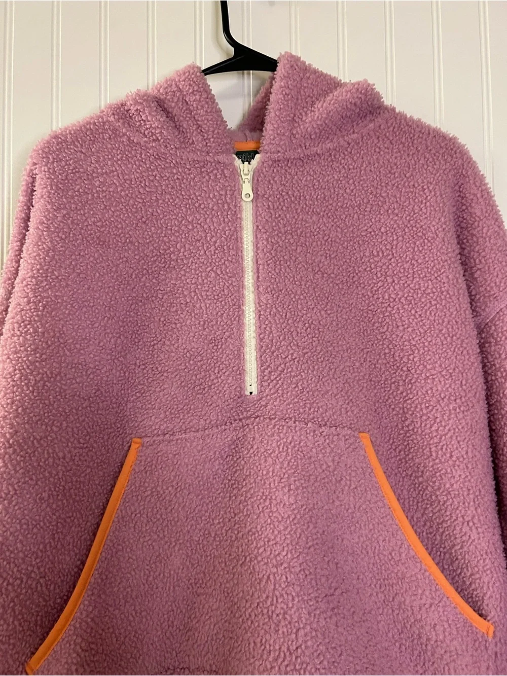 Wild Fable Pink Sherpa Zip Hoodie with Orange Trim Size Medium - Picture 3 of 8